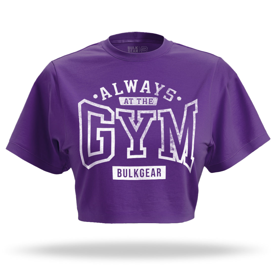 "ALWAYS AT THE GYM" Raw Edge Crop (BERRY)