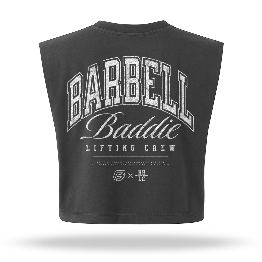 "BARBELL BADDIE" MUSCLE CROP (FADED BLACK)