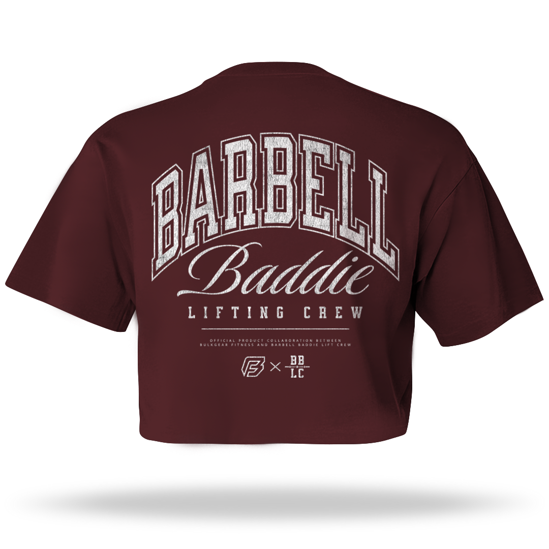 "BARBELL BADDIE" Crop Top (BURGUNDY)