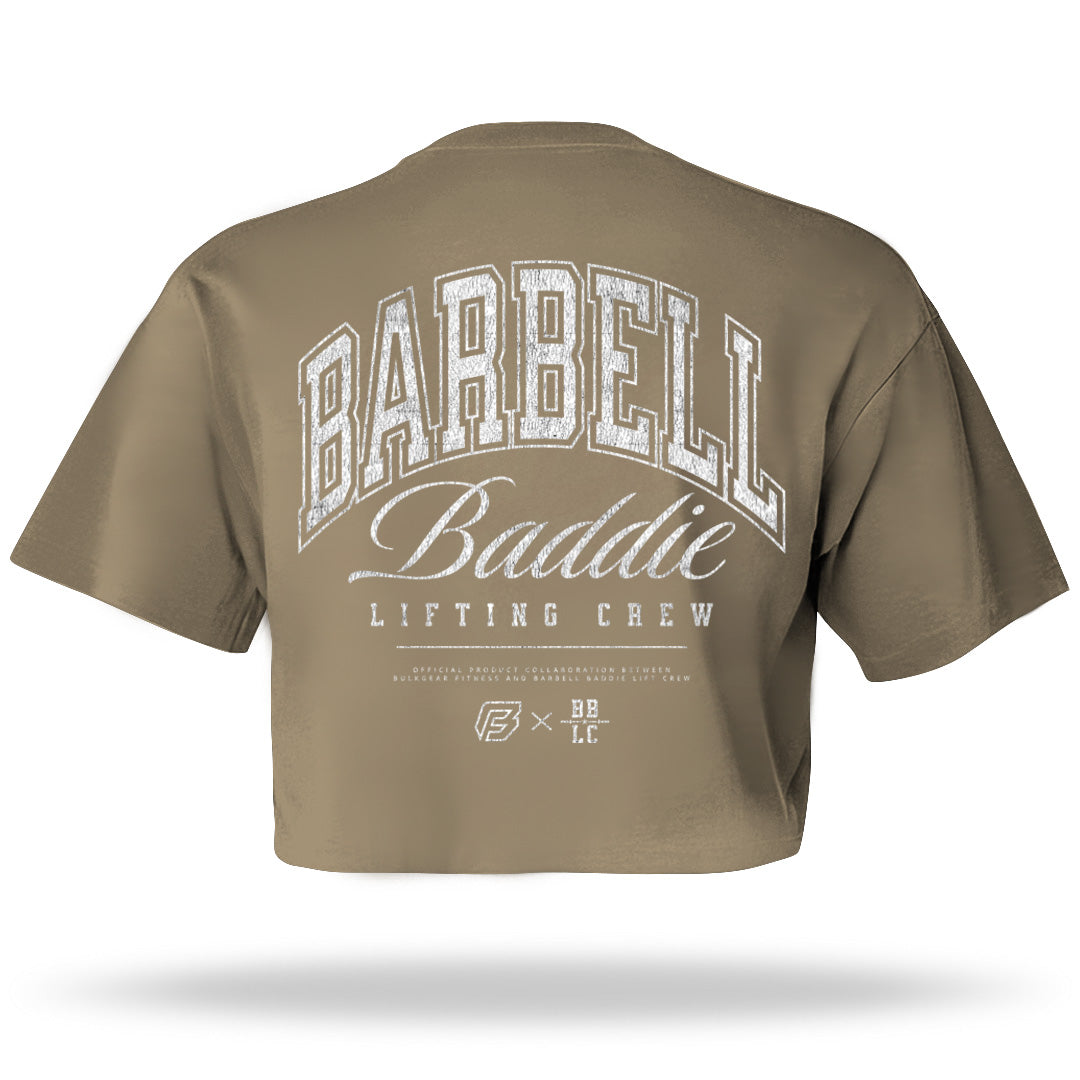 "BARBELL BADDIE" Crop Top (SHIITAKE)