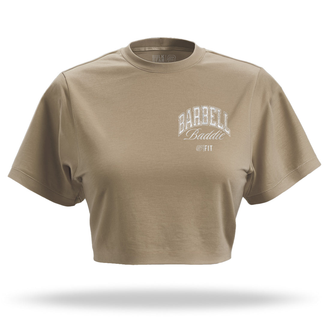 "BARBELL BADDIE" Crop Top (SHIITAKE)