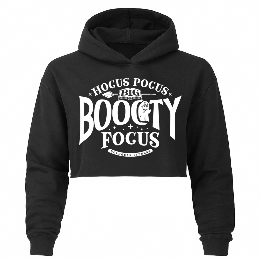 "BOOOTY FOCUS" Hyper Crop Hoodie (BLACK)