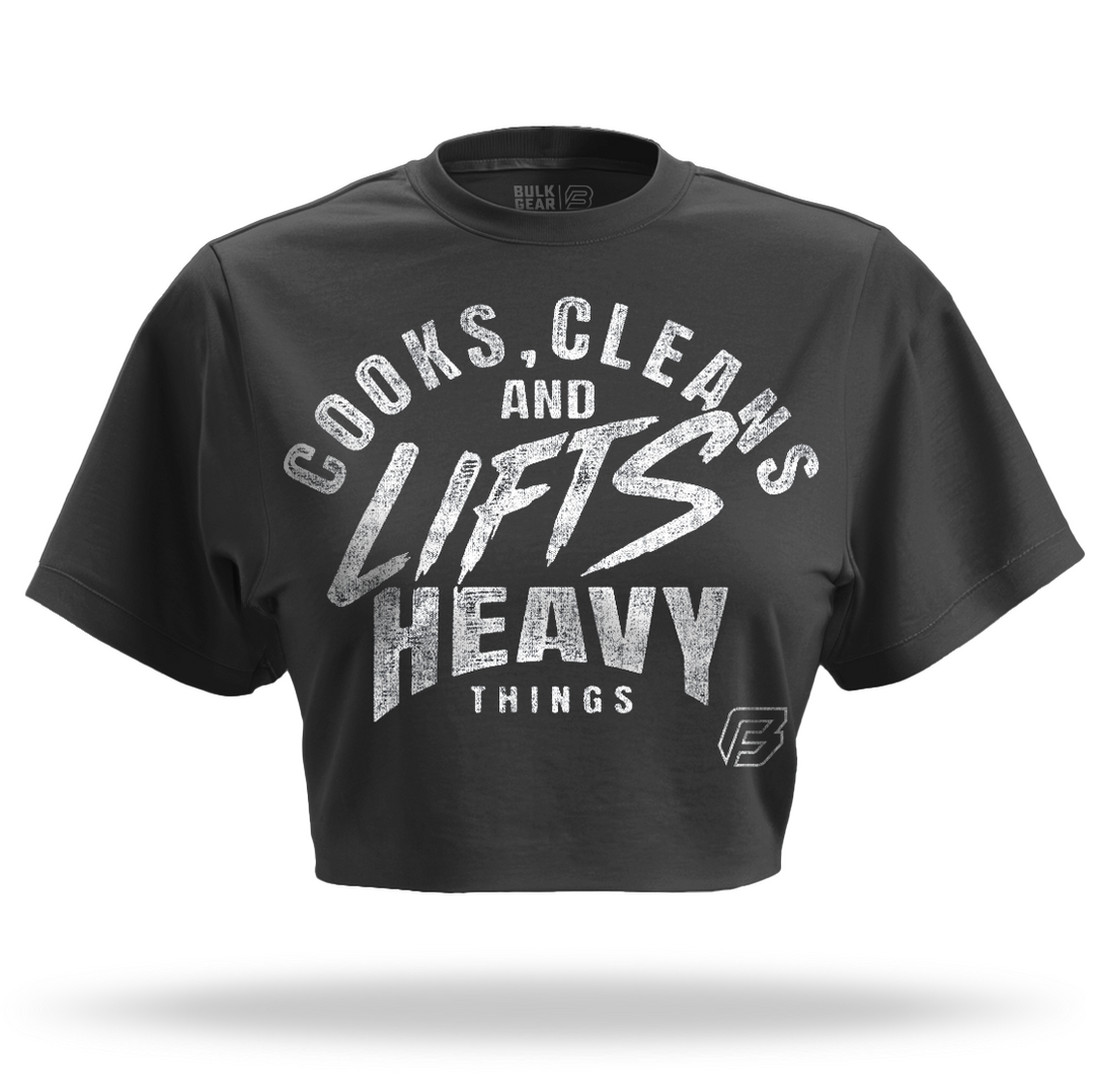 "COOKS AND CLEANS" Crop Top (CARBON)