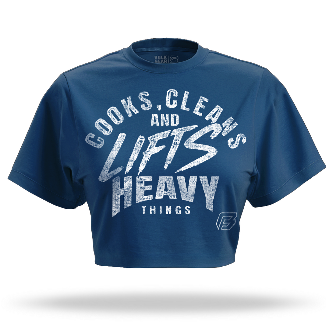 "COOKS AND CLEANS" Crop Top (COOL BLUE)