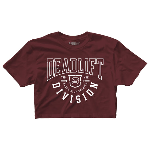 "DEADLIFT DIVISION" Finisher Crop (BURGUNDY) Small Only