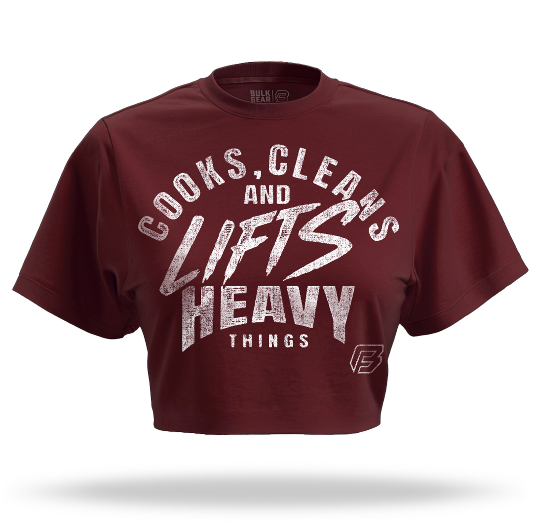 "COOKS AND CLEANS" Crop Top (BURGUNDY)