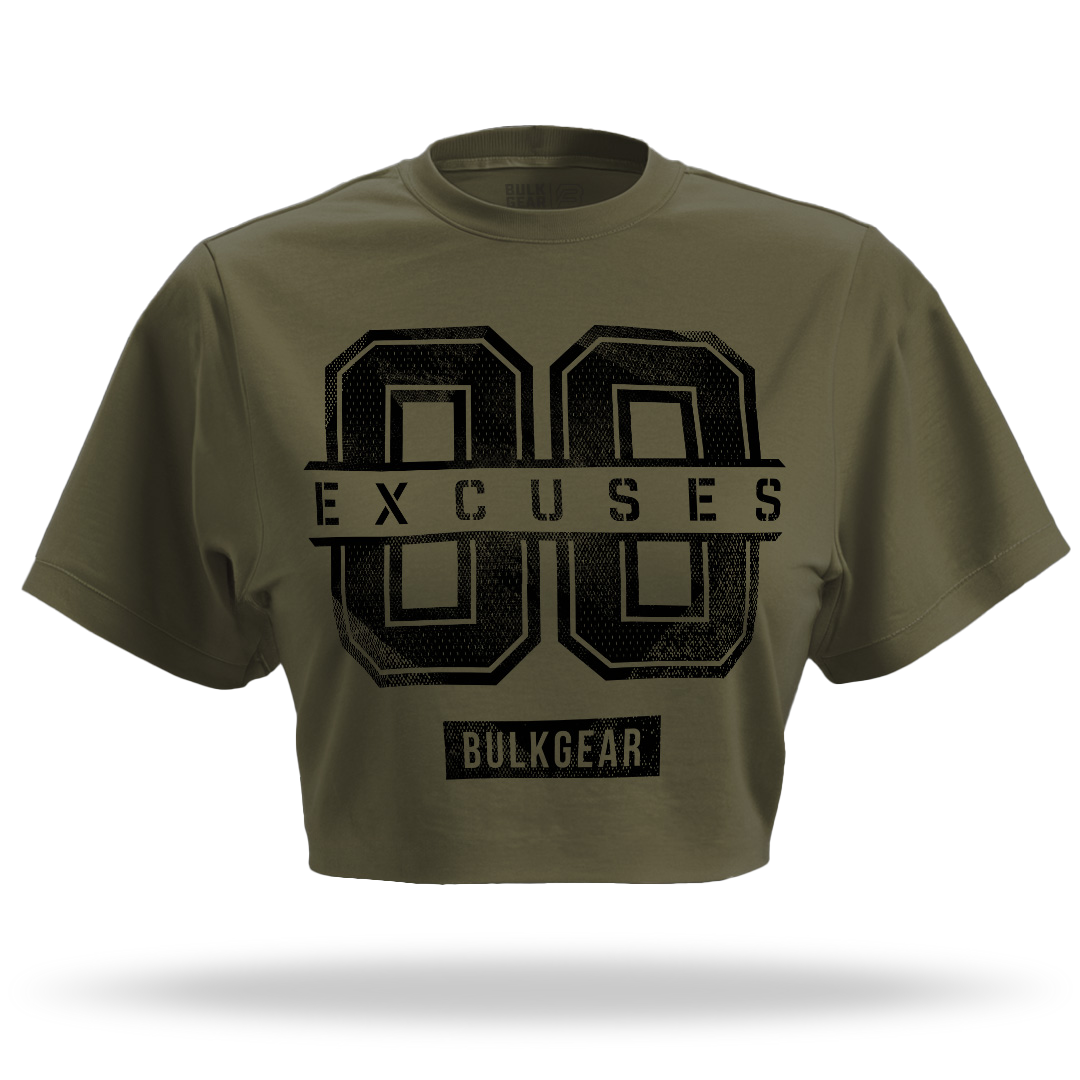 "00 EXCUSES" Crop Top (MILITARY)