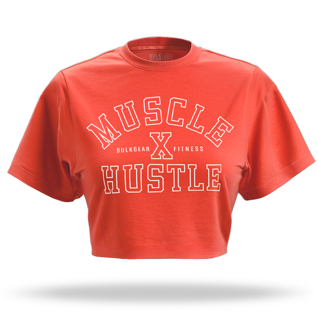 "MUSCLE X HUSTLE" Crop Top (WATERMELON)