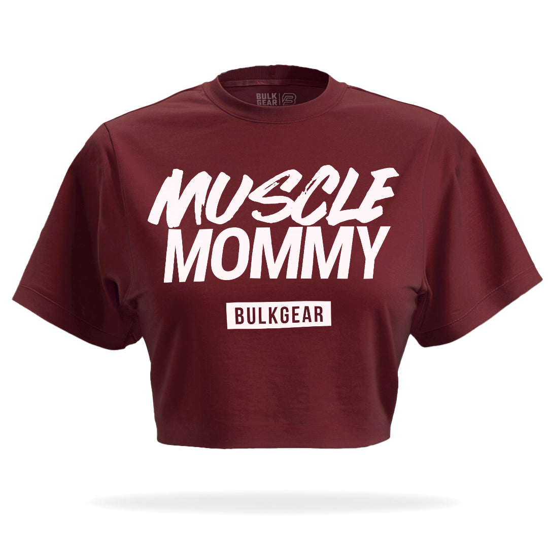 "MUSCLE MOMMY" Crop Top (BURGUNDY)