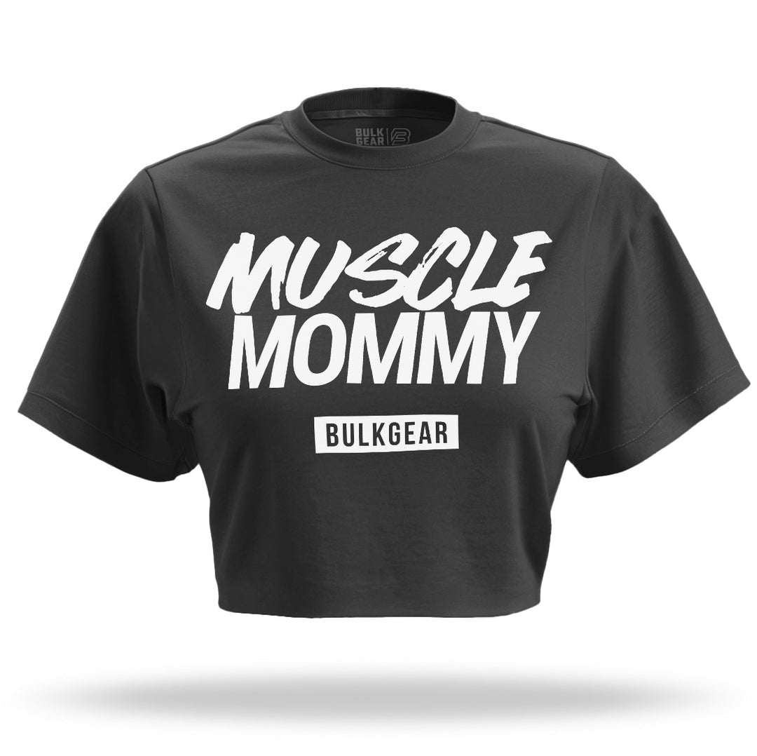 "MUSCLE MOMMY" Crop Top (Carbon)