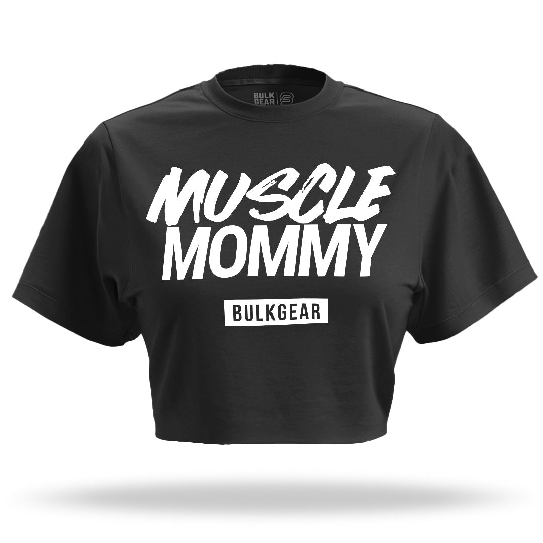 "MUSCLE MOMMY" Crop Top (BLACK)