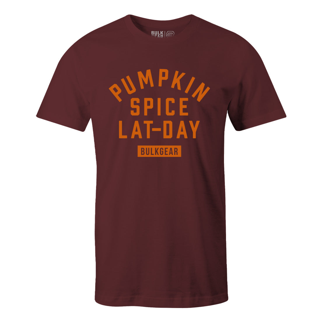 "PUMPKIN SPICE LAT-DAY" Uni-Flex Tee (BURGUNDY)