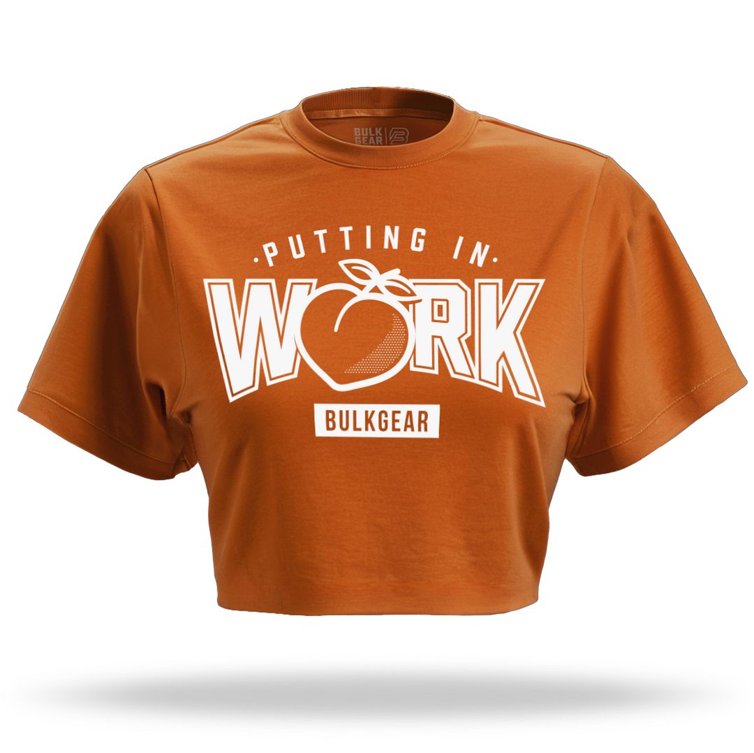 "PUTTING IN WORK" Crop Top (PUMPKIN)