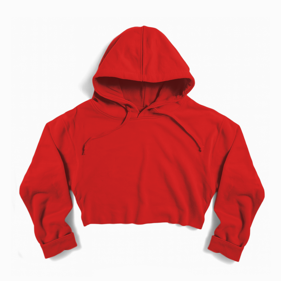 "ESSENTIALS" Crop Hoodie (RED)