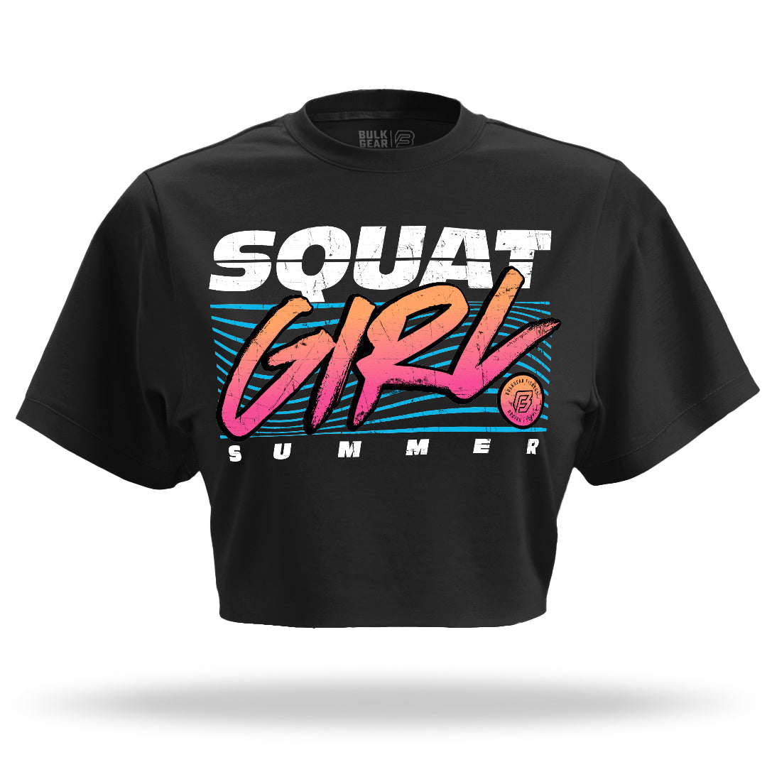 "SQUAT GIRL SUMMER" Crop Top (BLACK)