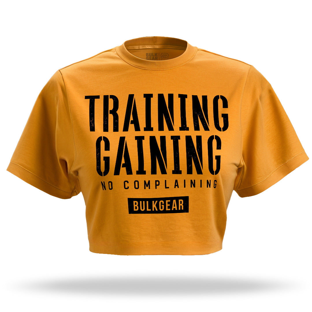 "TRAINING AND GAINING" Raw Edge Crop (GOLD)