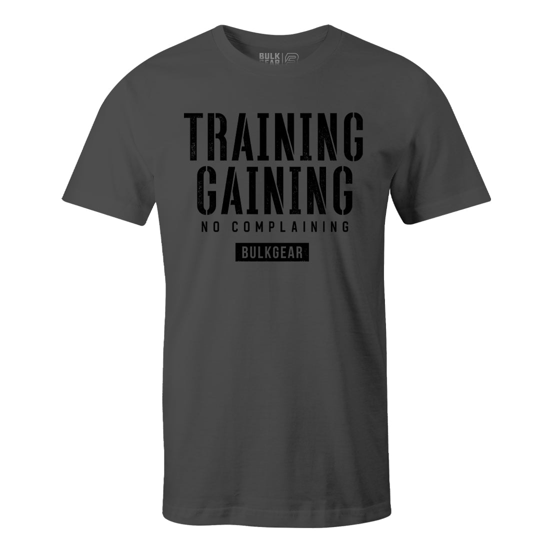 "TRAINING AND GAINING" Uni-Flex Tee (CARBON)