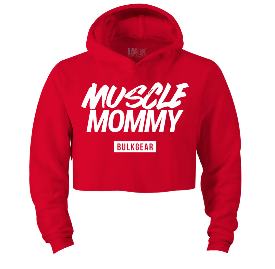 "MUSCLE MOMMY" Hyper Crop Hoodie (RED)