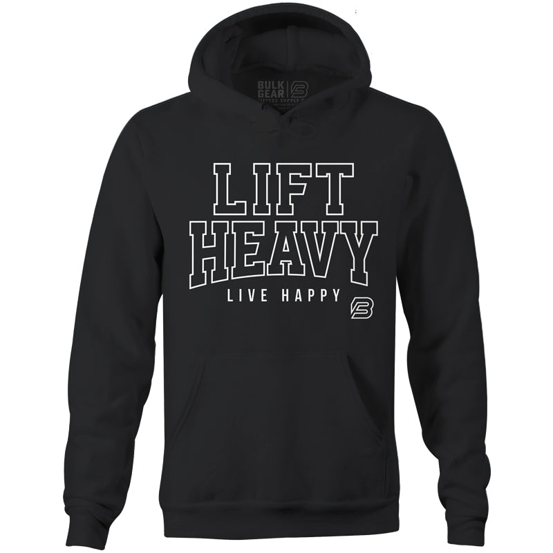 "LIFT HEAVY LIVE HAPPY" Uni-Flex Hoodie BLACK