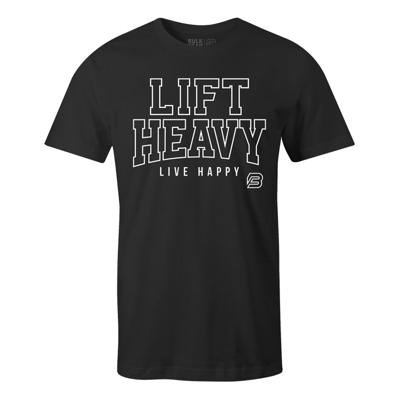 "LIFT HEAVY LIVE HAPPY" Uni-Flex Tee (BLACK)