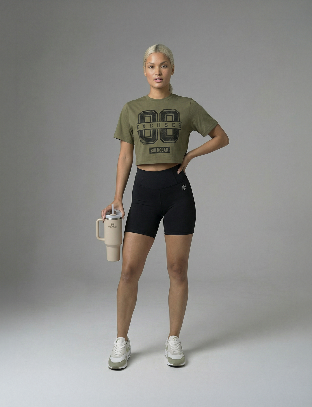 "00 EXCUSES" Raw Edge Crop (MILITARY)