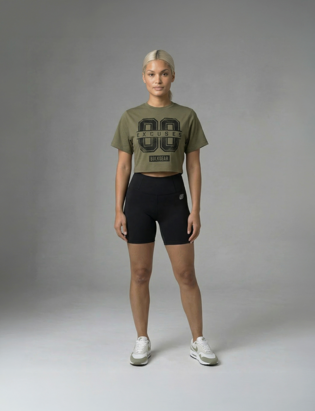 "00 EXCUSES" Raw Edge Crop (MILITARY)