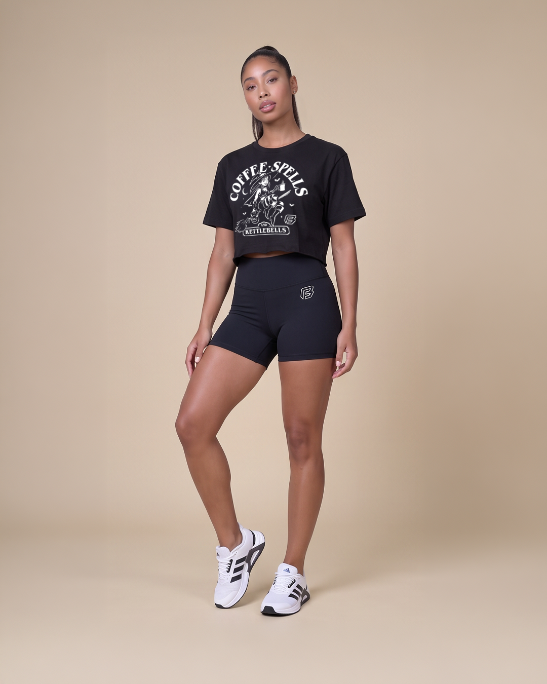 "COFFEE SPELLS" Crop Top (BLACK)