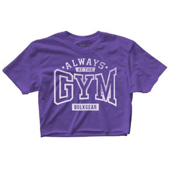 "ALWAYS AT THE GYM" Raw Edge Crop  (BERRY)