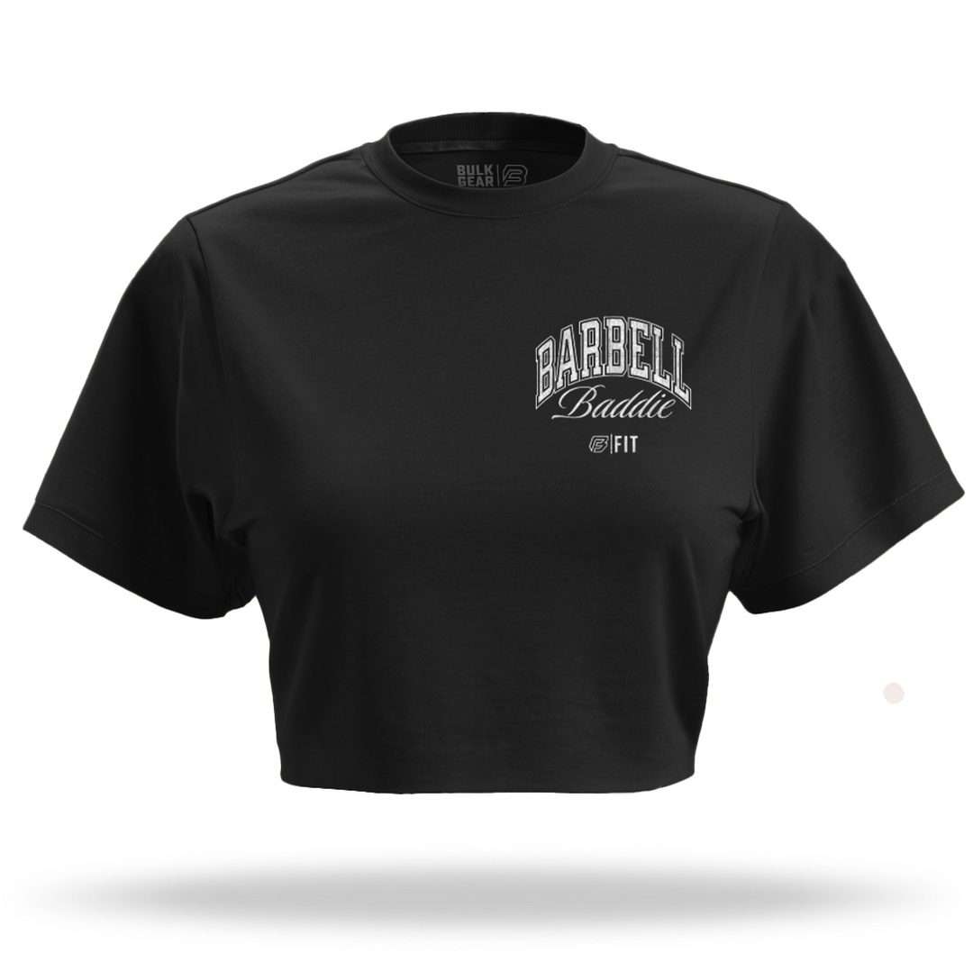 "BARBELL BADDIE" Crop Top (BLACK)
