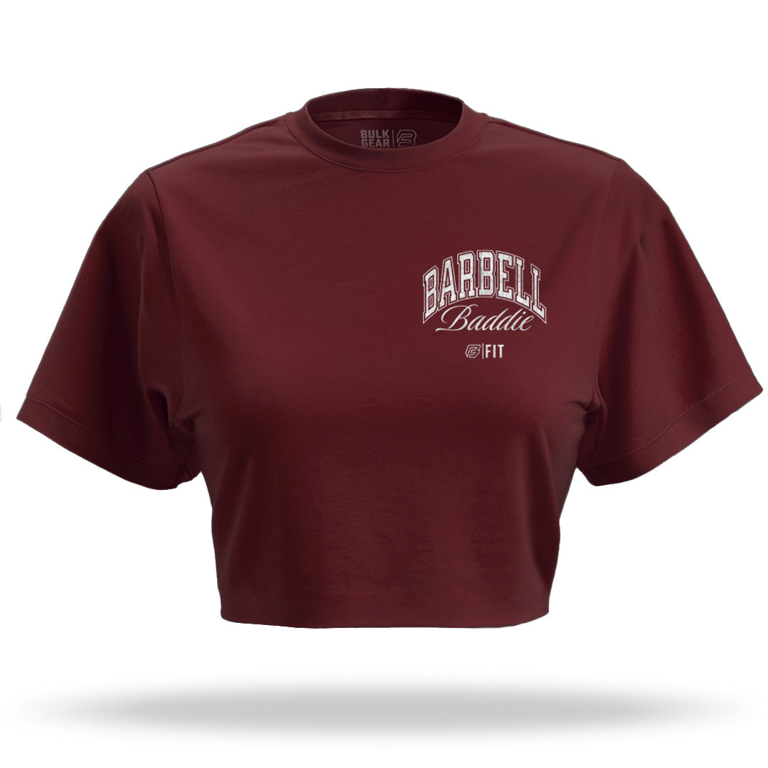 "BARBELL BADDIE" Crop Top (BURGUNDY)