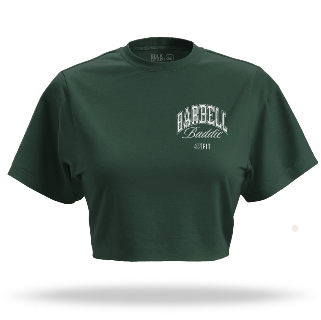 "BARBELL BADDIE" Crop Top (FOREST)