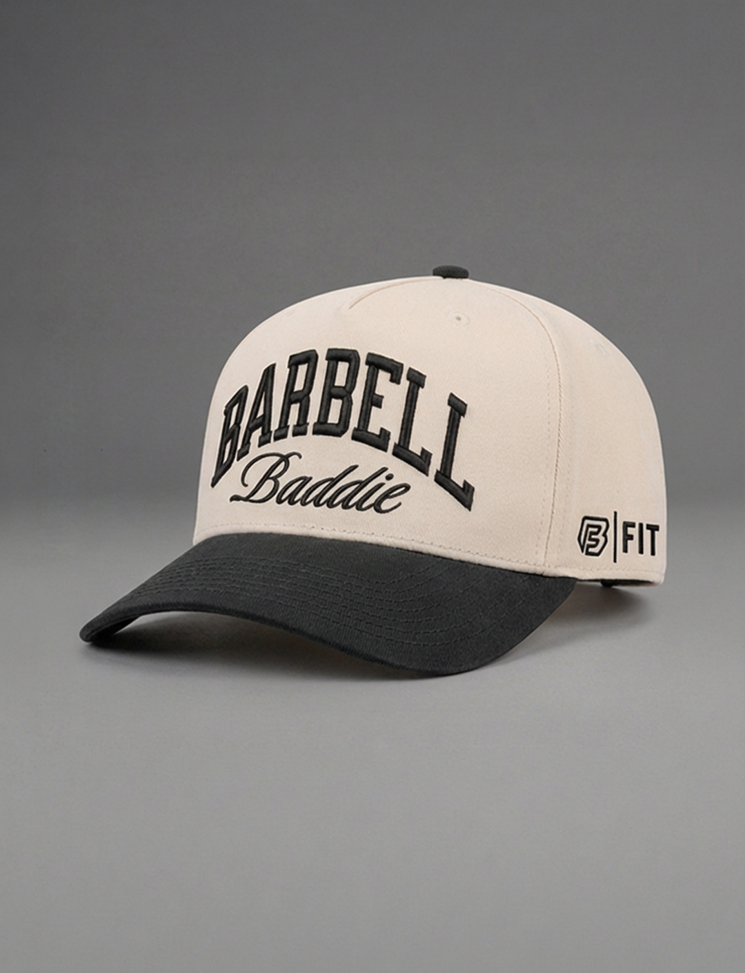 BARBELL BADDIE  HAT (NATURAL w/ BLACK)