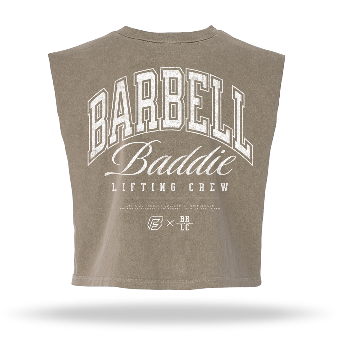 "BARBELL BADDIE" MUSCLE CROP (SADDLE)