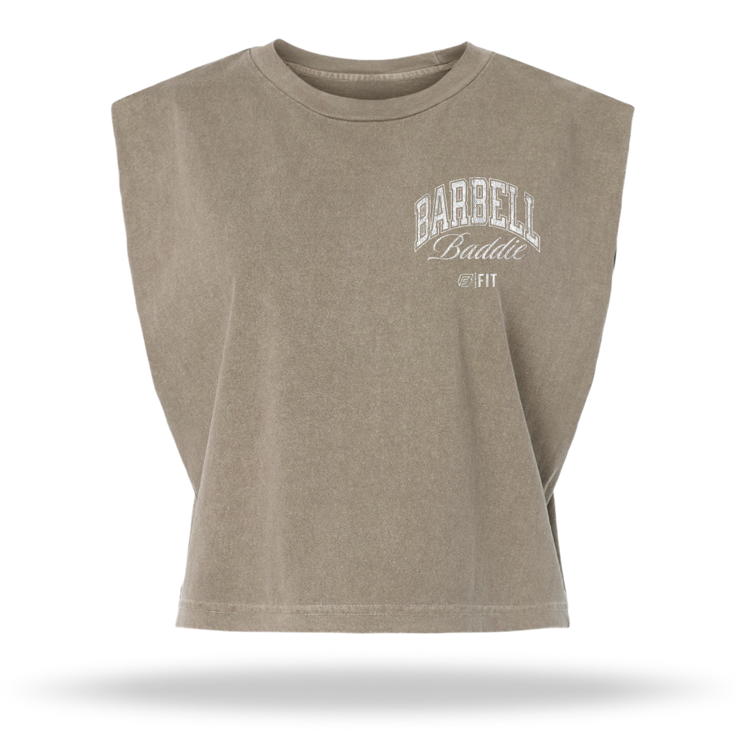 "BARBELL BADDIE" MUSCLE CROP (SADDLE)