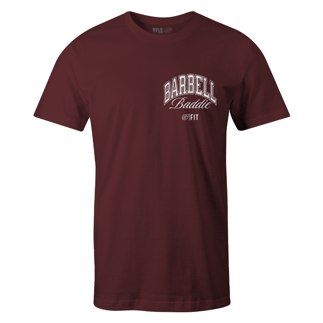 "BARBELL BADDIE" Uni-Flex Tee (BURGUNDY)