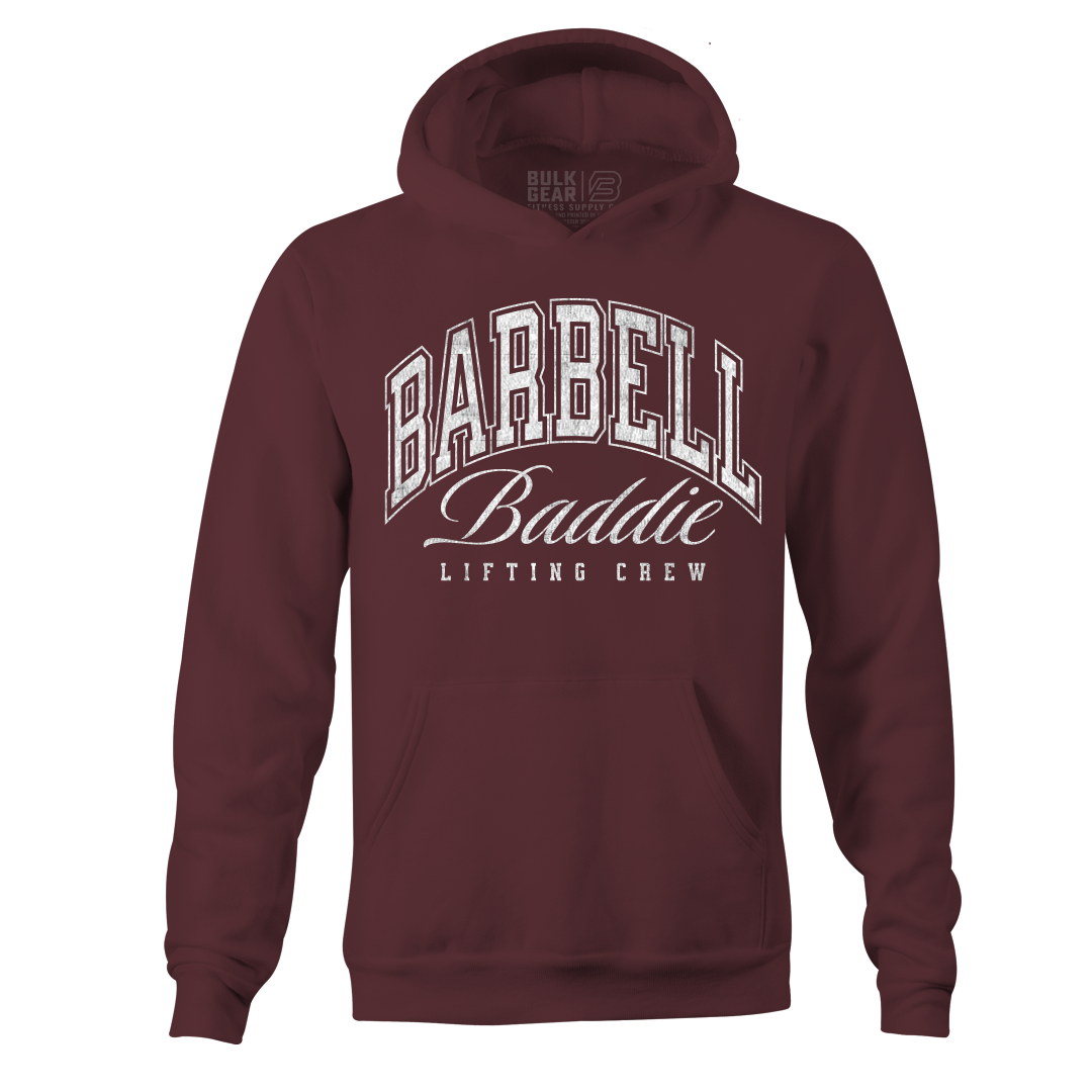 "BARBELL BADDIE" Uni-Flex Hoodie (BURGUNDY)