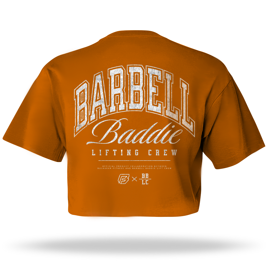 "BARBELL BADDIE" Crop Top (PUMPKIN)