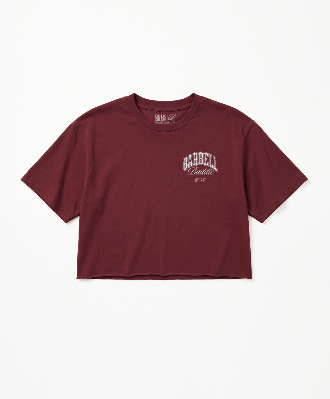 "BARBELL BADDIE" Crop Top (BURGUNDY)