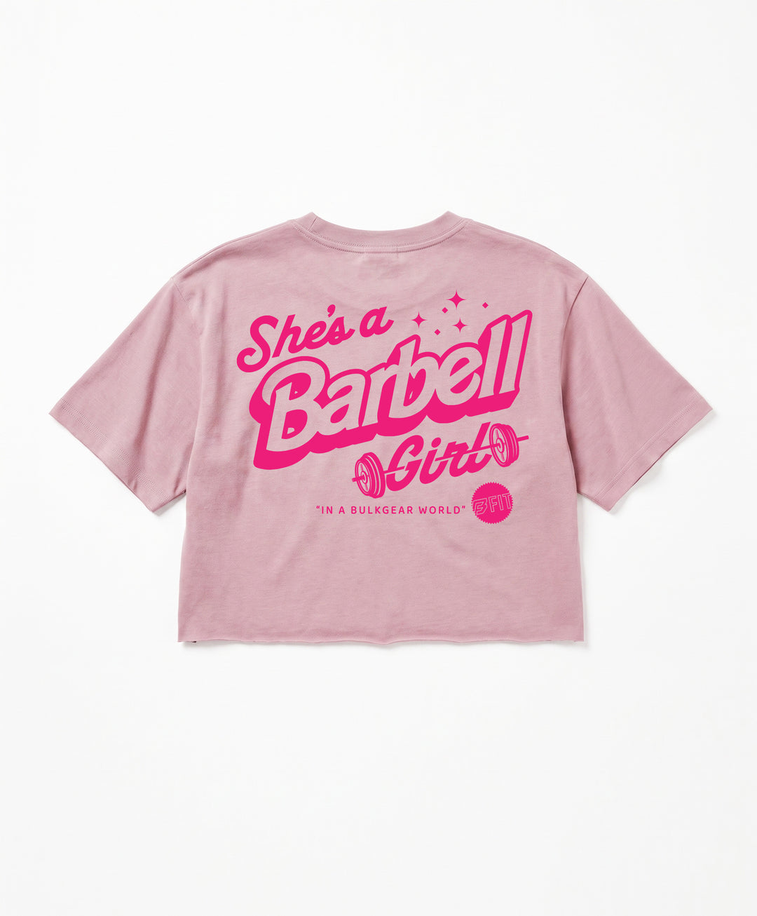 "BARBELL GIRL" Raw Edge Crop (PINK)