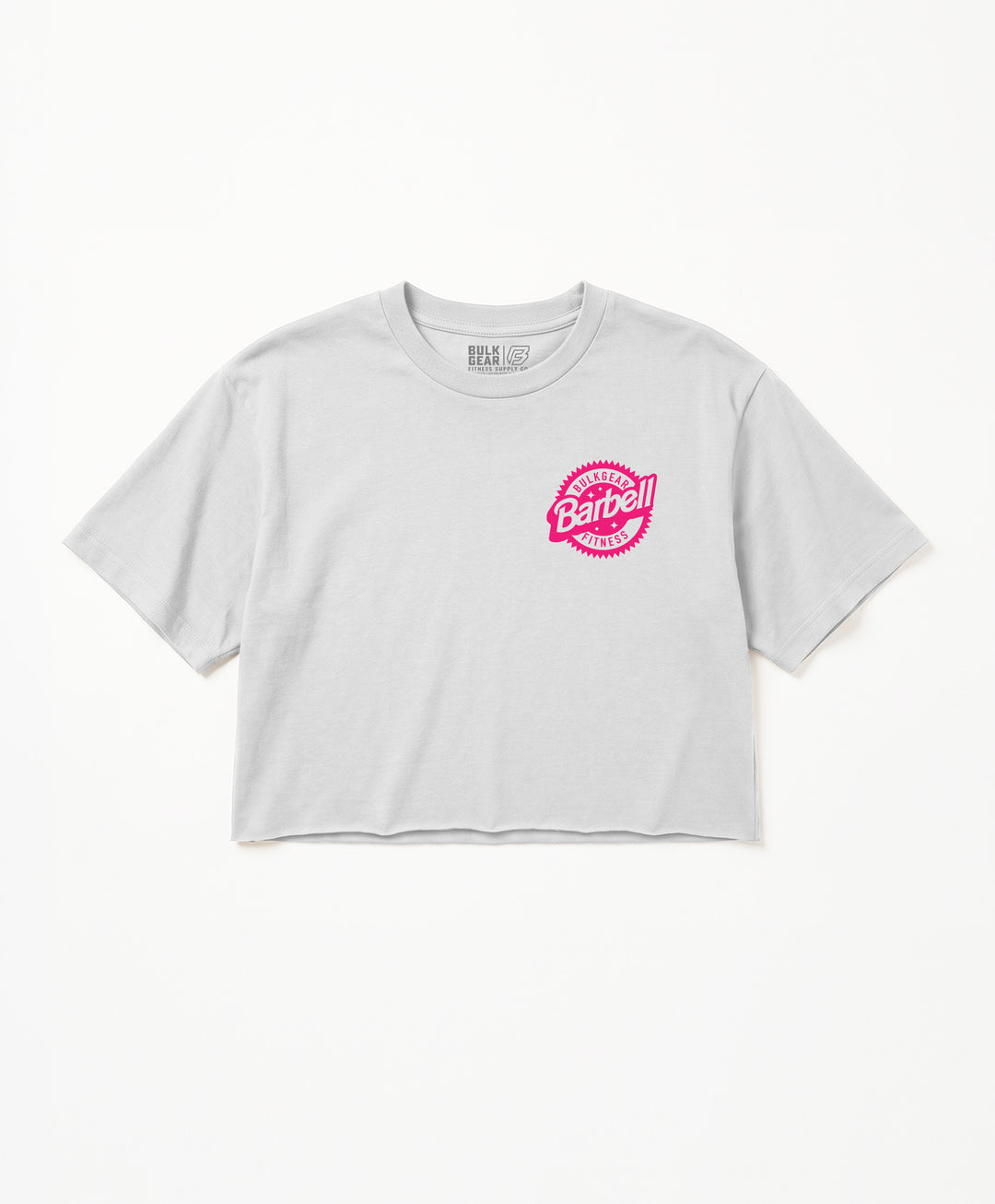 "BARBELL GIRL" Raw Edge Crop (WHITE)