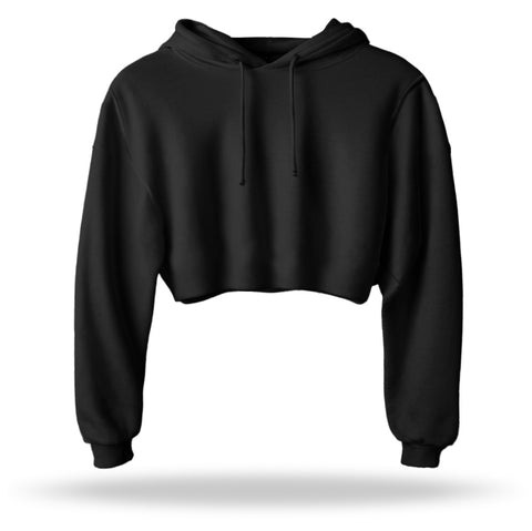 "ESSENTIALS" Crop Hoodie (BLACK)