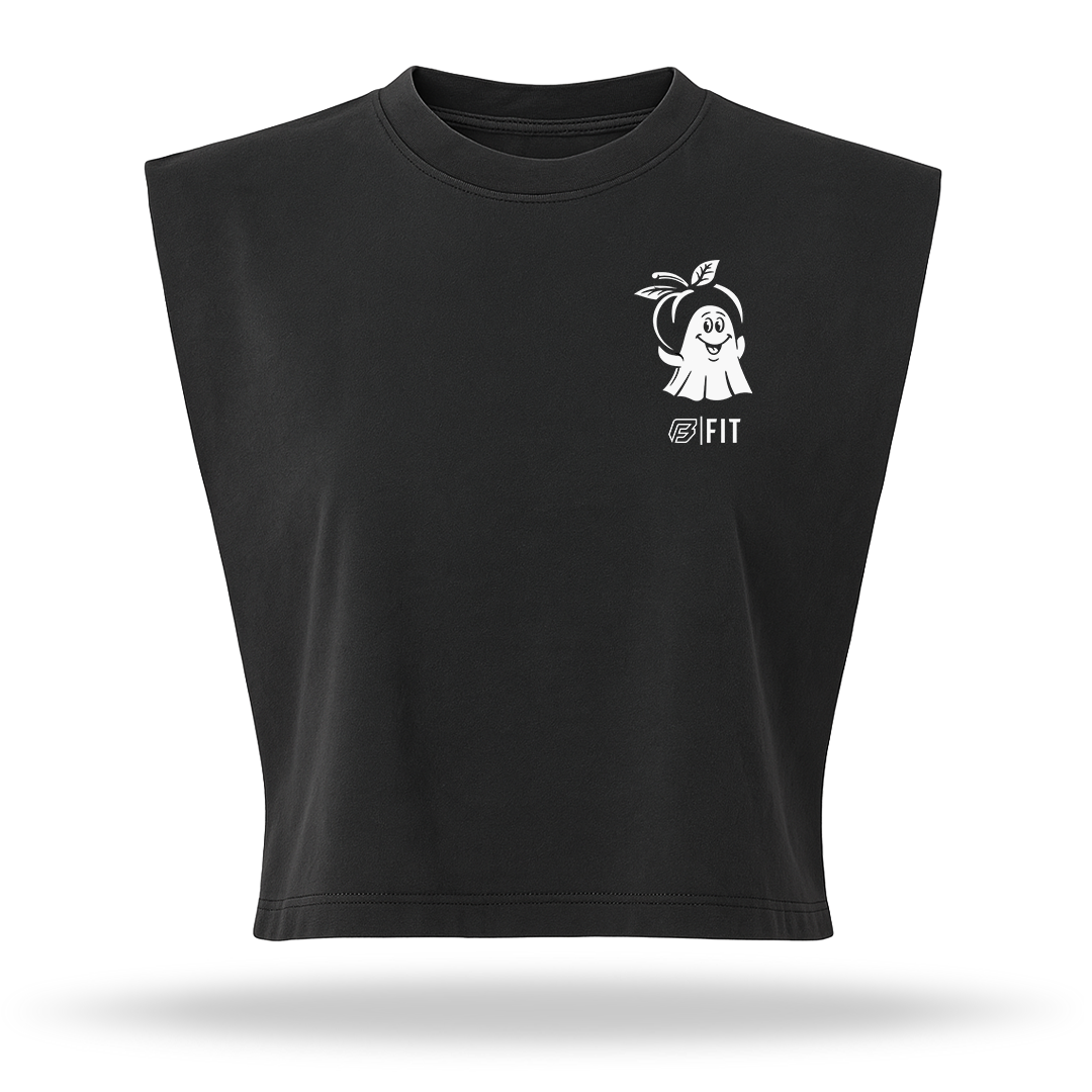 "BOOOTY FOCUS" MUSCLE CROP (TRUE BLACK)