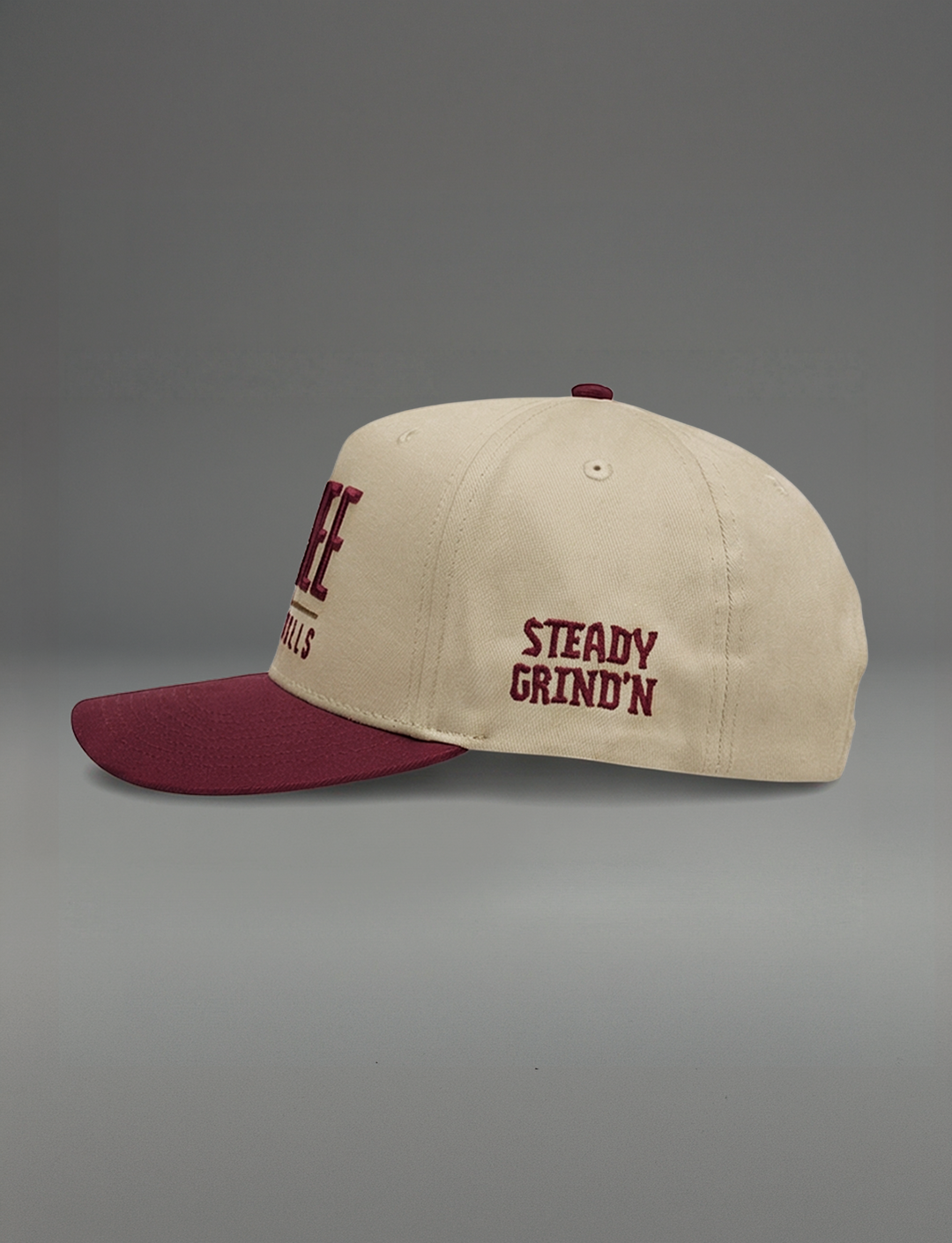 STEADY GRIND'N HAT (KHAKI w/ BURGUNDY)