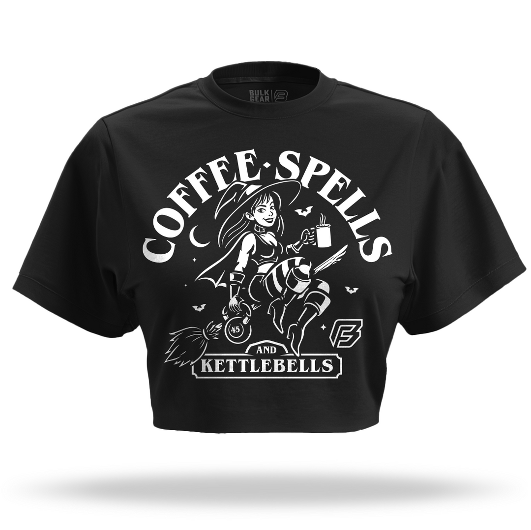 "COFFEE SPELLS" Crop Top (BLACK)
