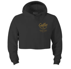 "COFFEE AND KETTLEBELLS" HYPER crop hoodie (BLACK)