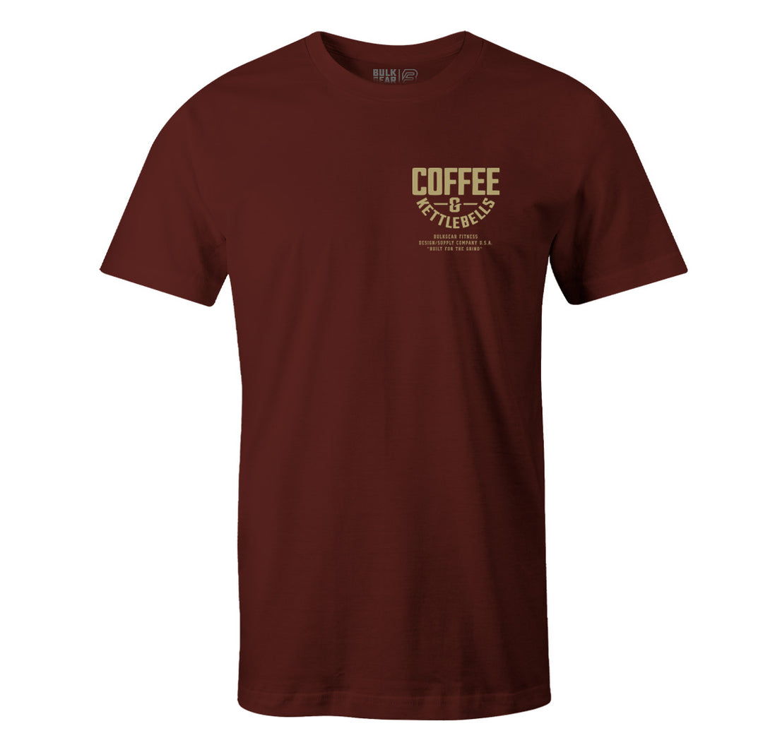 "COFFEE & KETTLEBELLS" Uni-Flex Tee (BURGUNDY)
