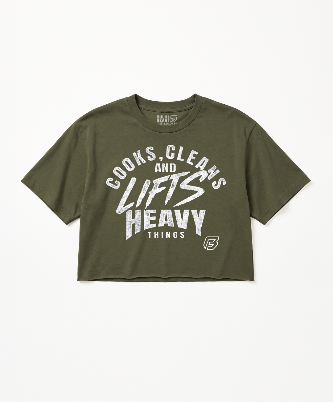 "COOKS AND CLEANS" Crop Top (MILITARY)