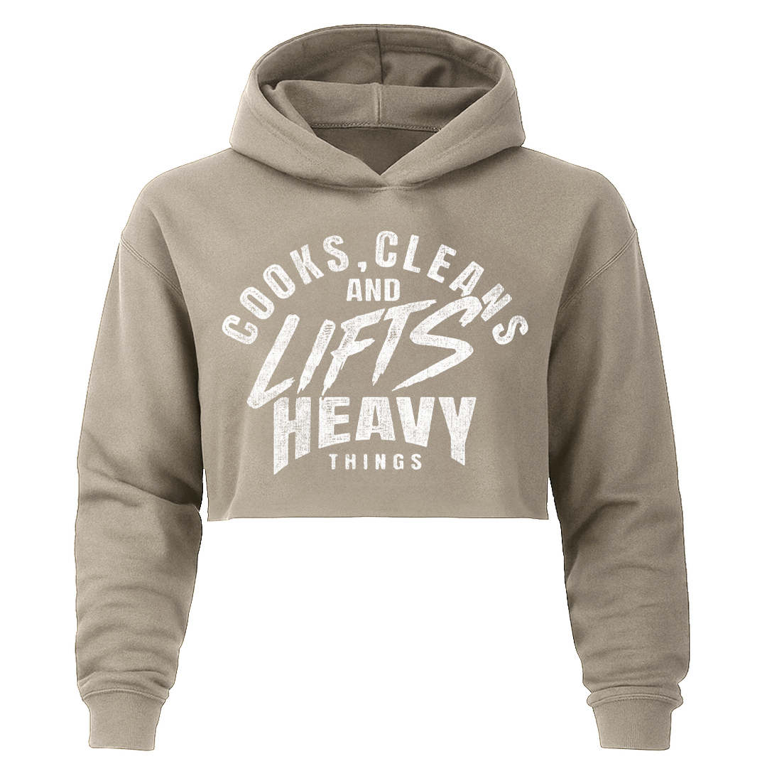 "COOKS AND CLEANS" Hyper Crop Hoodie (SAND)
