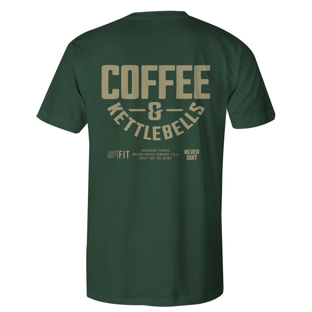 "COFFEE & KETTLEBELLS" Uni-Flex Tee (FOREST)