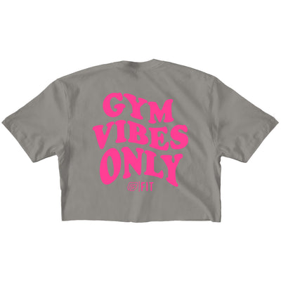 "Gym Vibes Only" Raw Edge Crop (STONE)